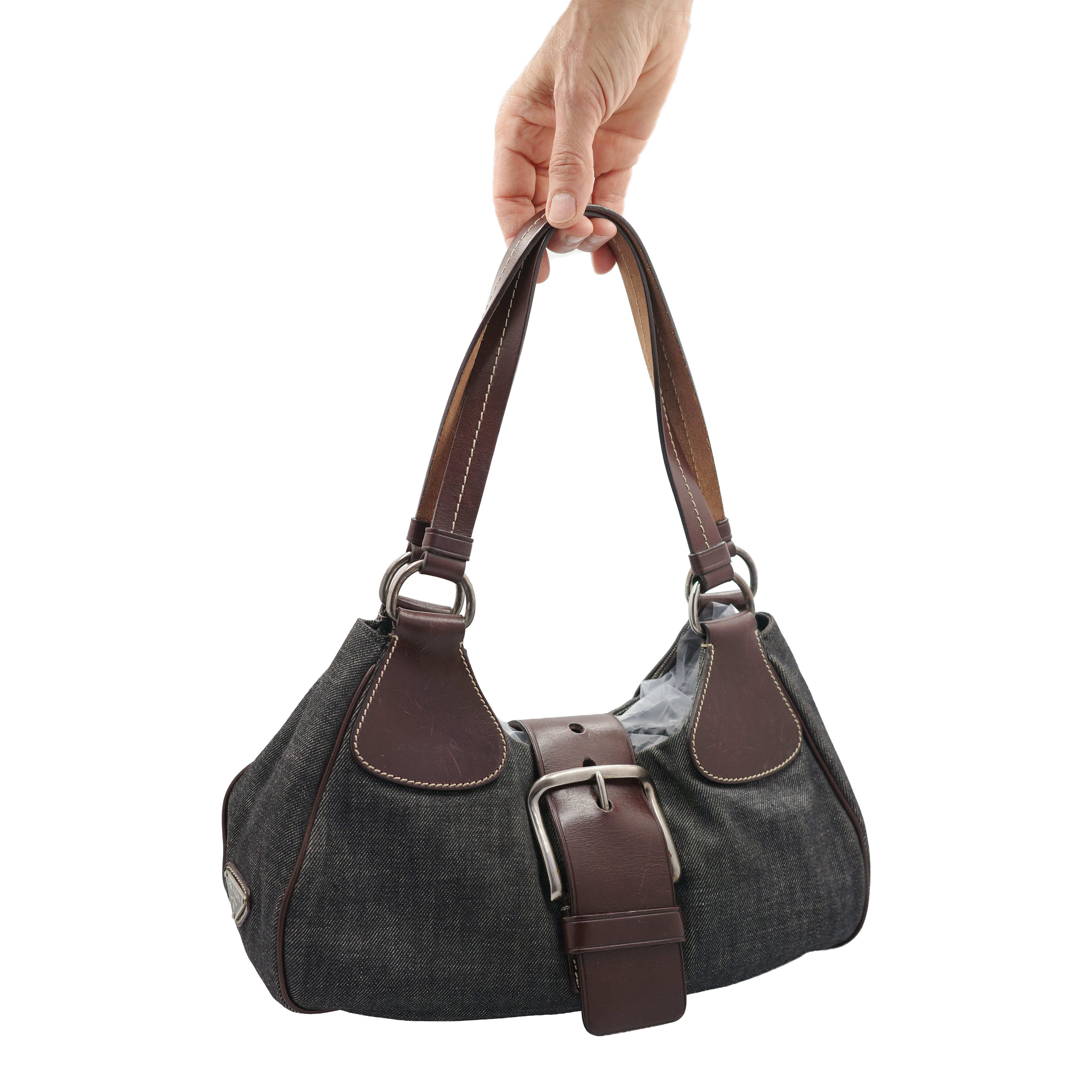 PRADA Denim Moon Bag
