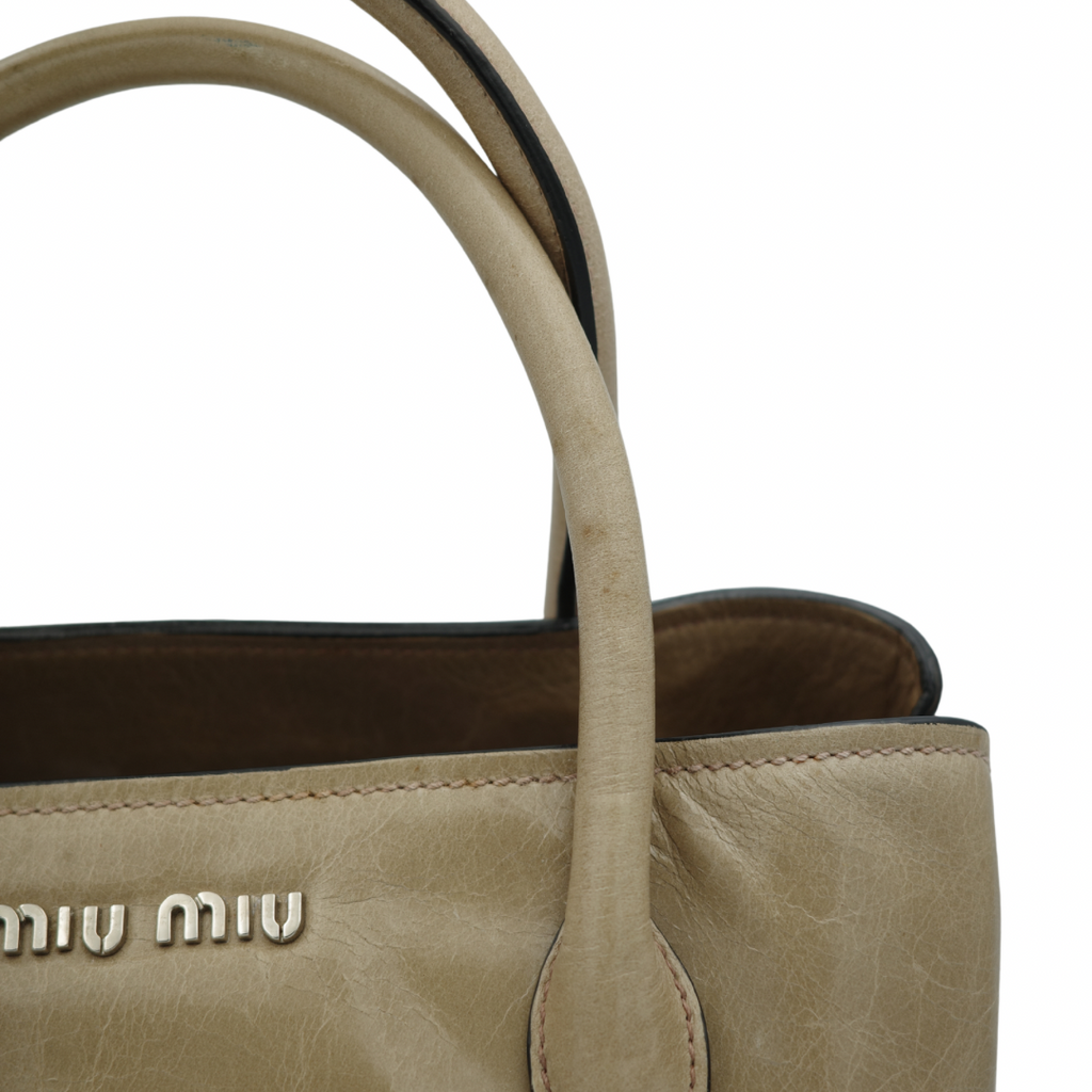 Miu Miu Nude Top Handle Tote with Side Zip