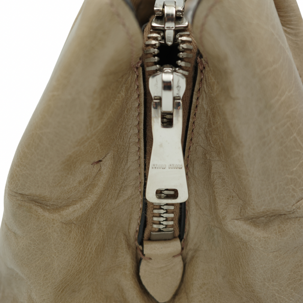 Miu Miu Nude Top Handle Tote with Side Zip