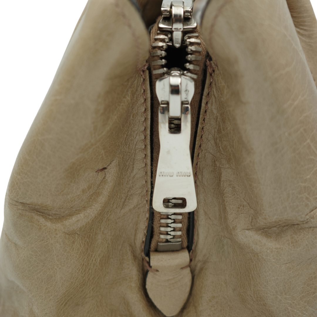 Miu Miu Nude Top Handle Tote with Side Zip