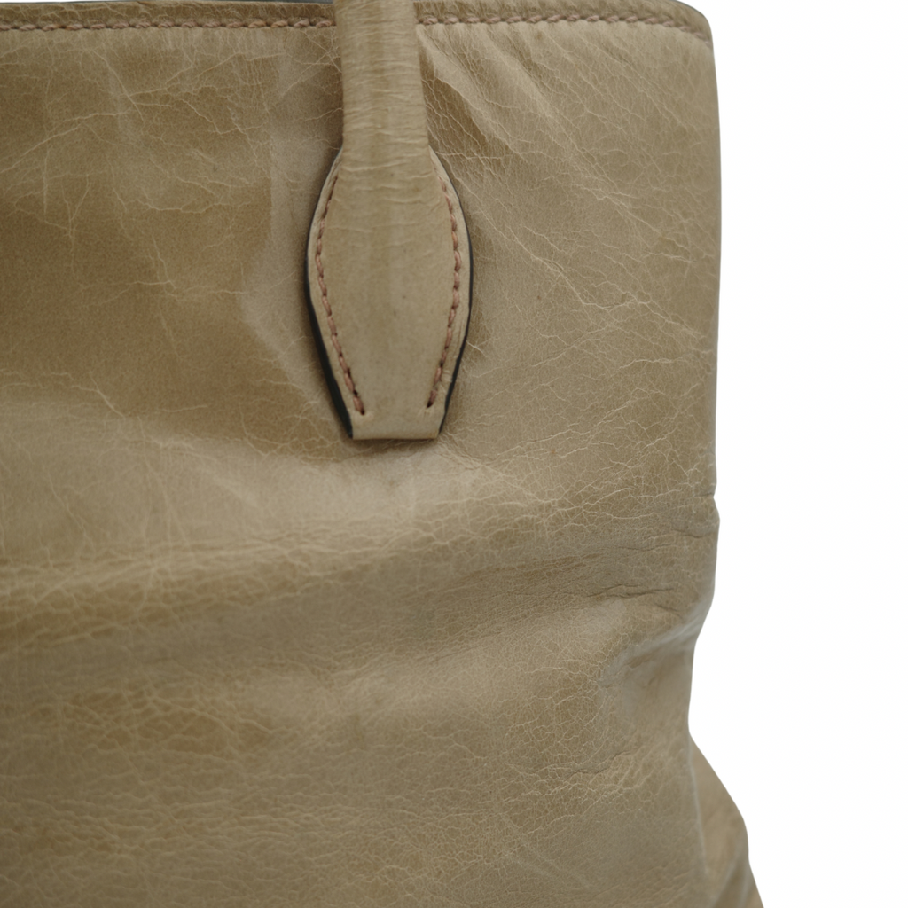 Miu Miu Nude Top Handle Tote with Side Zip