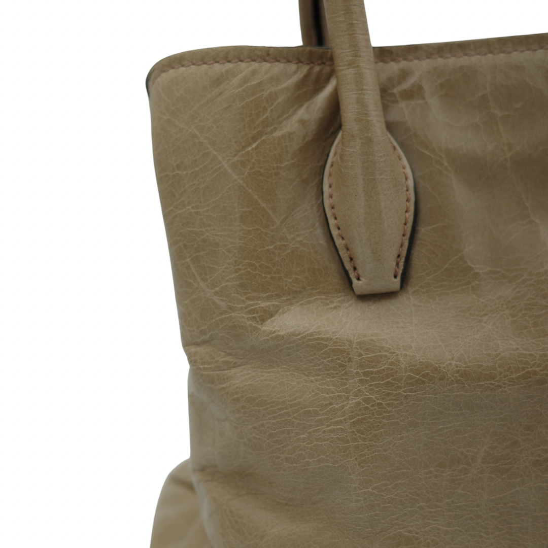 Miu Miu Nude Top Handle Tote with Side Zip
