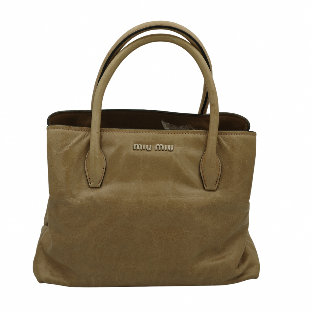 Miu Miu Nude Top Handle Tote with Side Zip