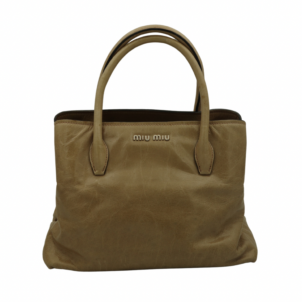 Miu Miu Nude Top Handle Tote with Side Zip