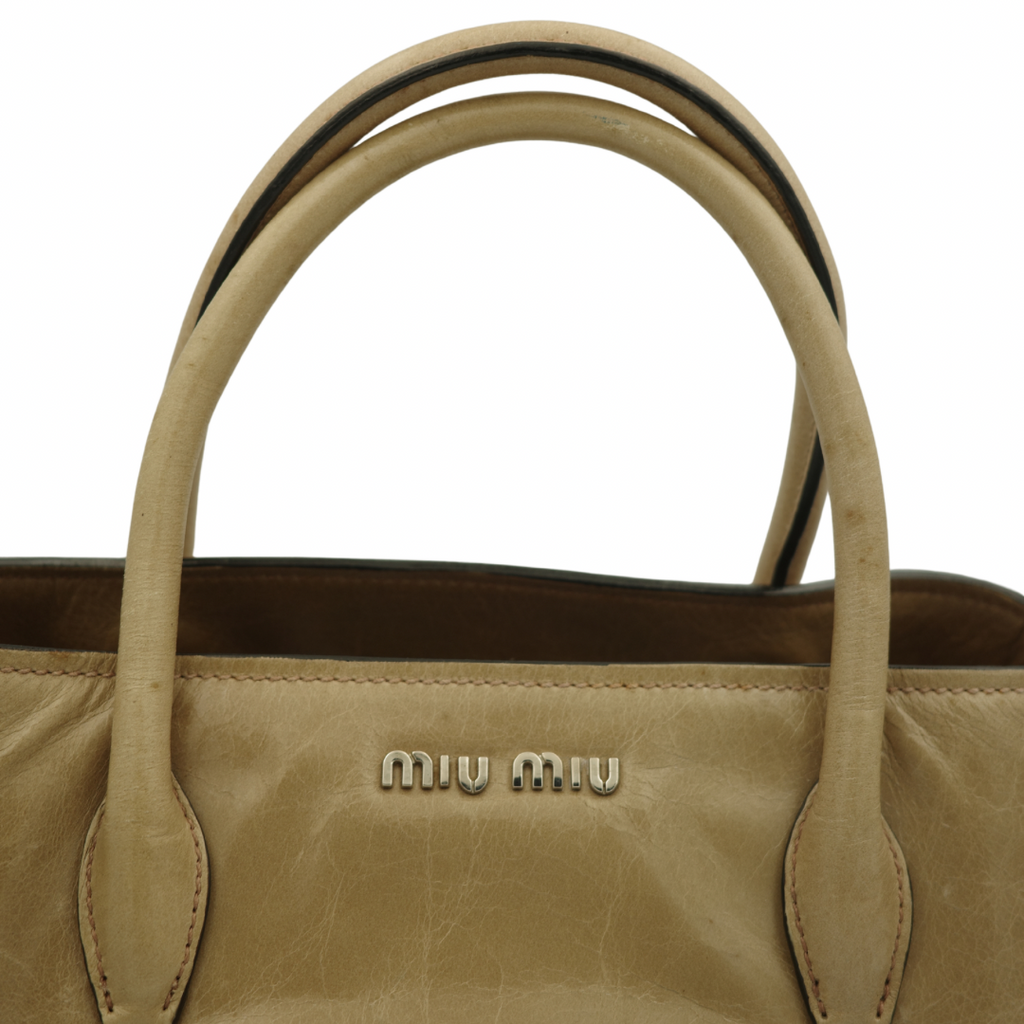Miu Miu Nude Top Handle Tote with Side Zip