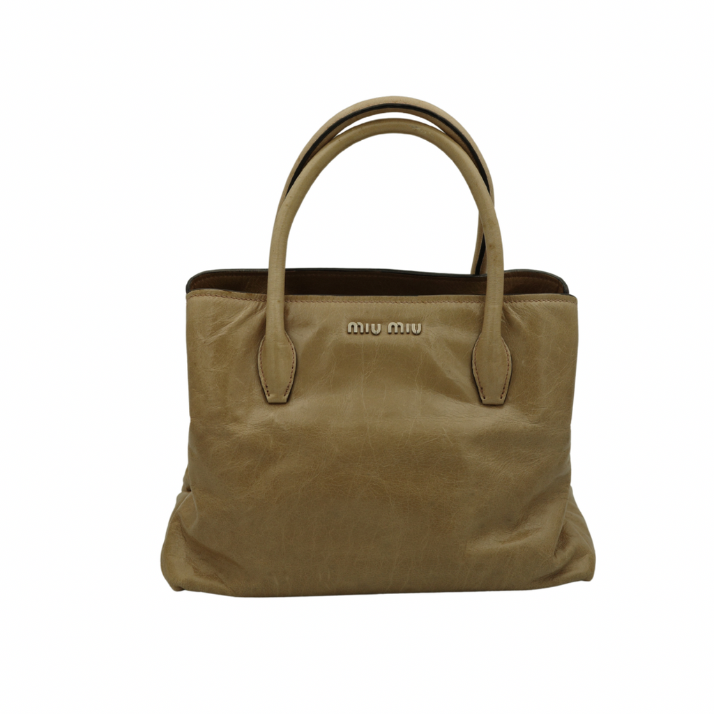 Miu Miu Nude Top Handle Tote with Side Zip
