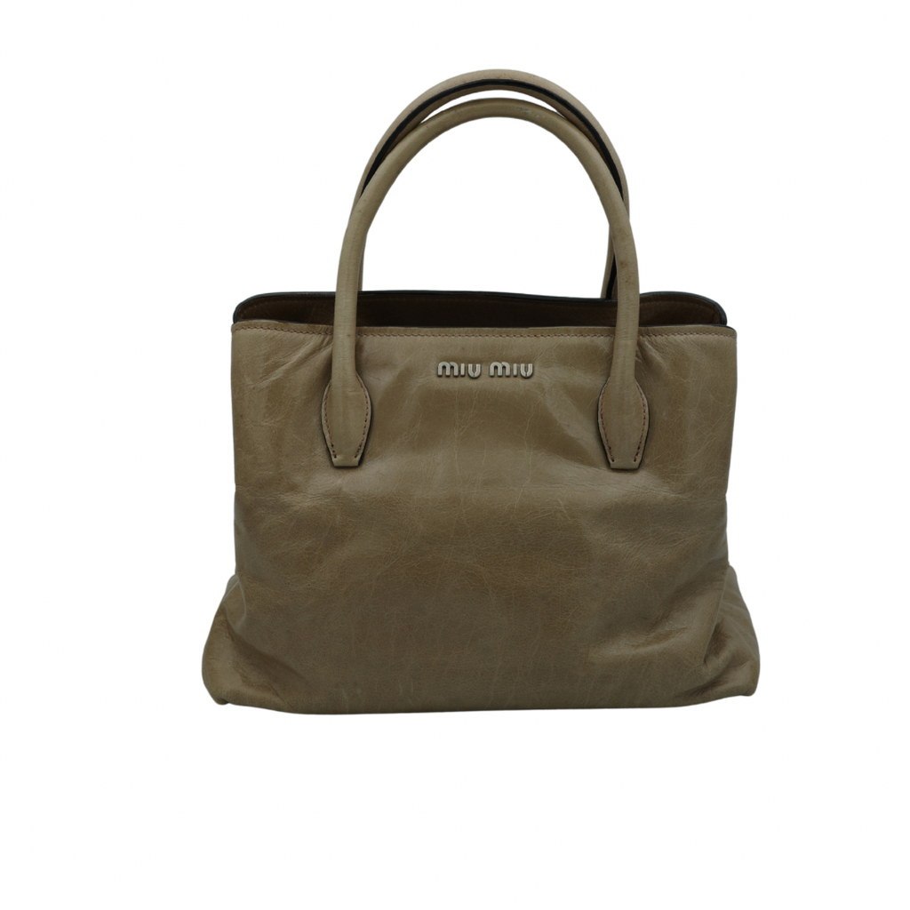 Miu Miu Nude Top Handle Tote with Side Zip